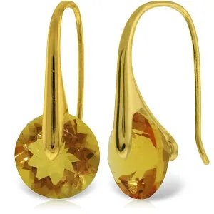 14K Solid Yellow Gold Fish Hook Earrings w/ Citrines