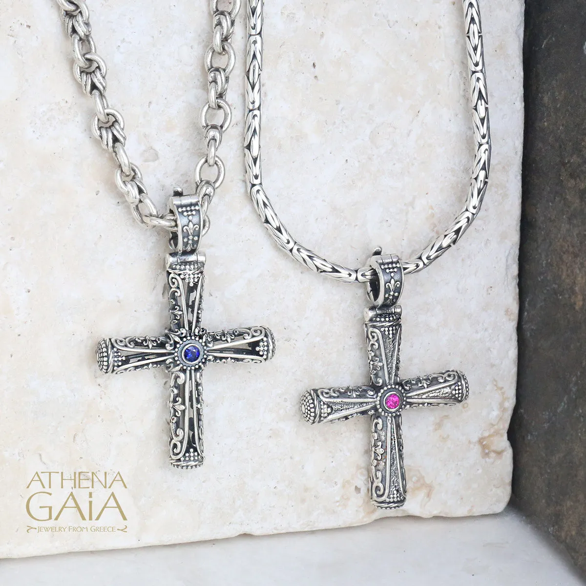 Byzantine Embroidery Silver Filigree Orthodox Cross