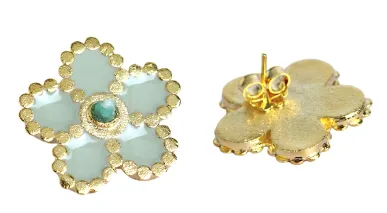 Camelia Rose Collection Colombian Raw Emerald & 24k Gold Plated Earrings