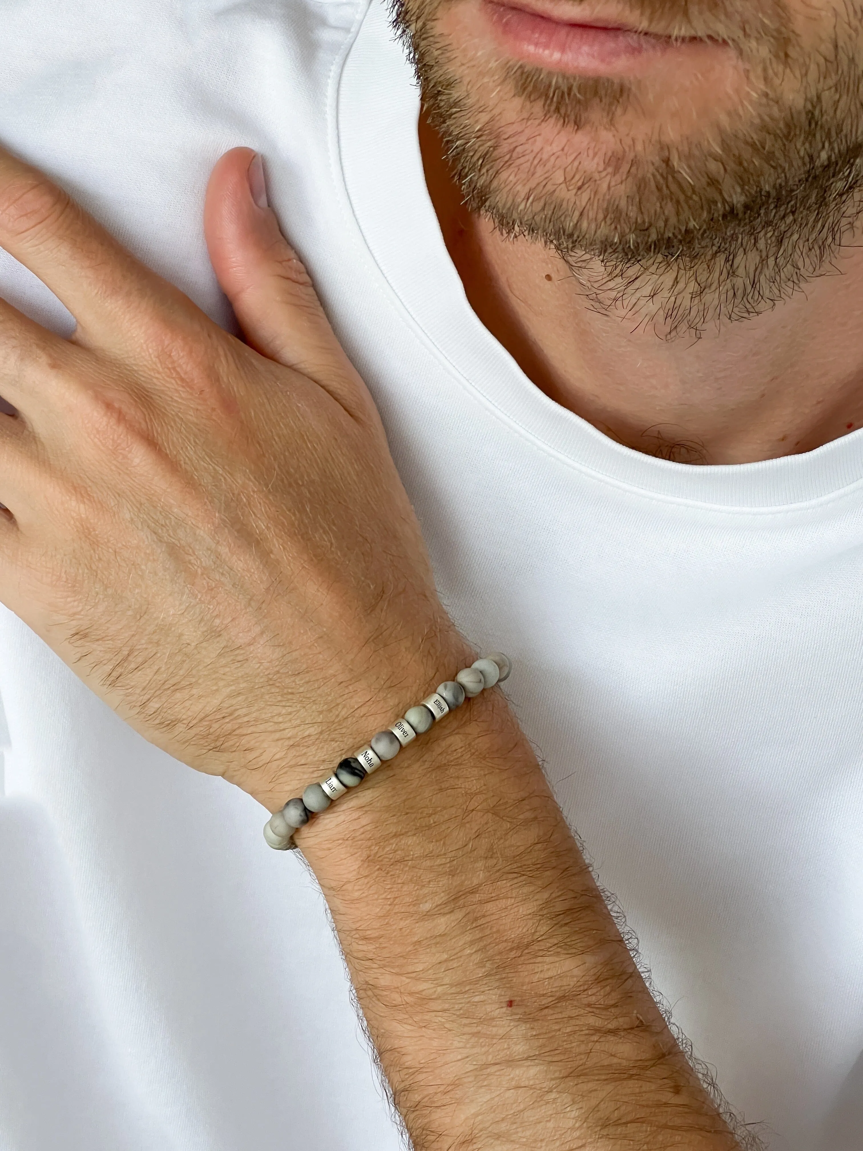 Dad's Legacy Beads Bracelet w/ Black Onyx Stones - 18K Gold Vermeil