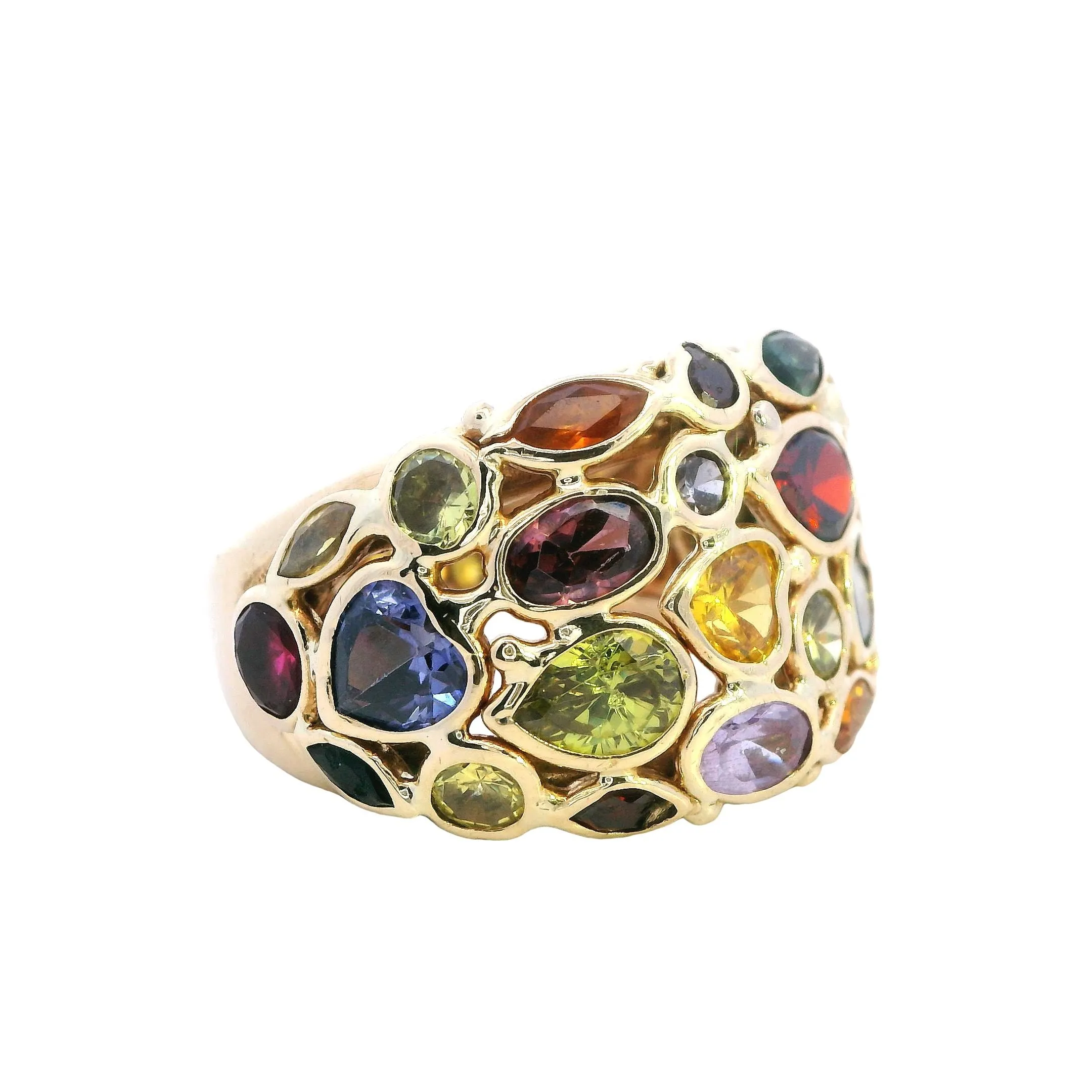Dazzling 14ct Yellow Gold Ring - A Symphony of Colours