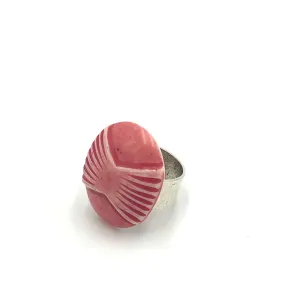 Dusty Rose Deco Oval Cocktail Ring