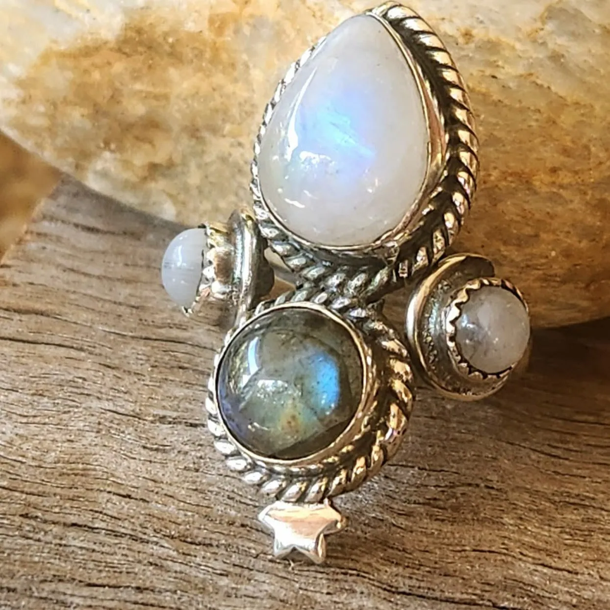 ENHANCEMENT - MOONSTONE & LABRADORITE 925 RING