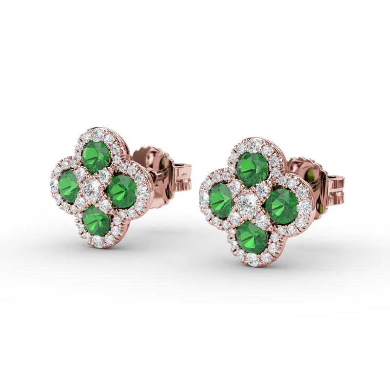 Fana Endless Bliss Emerald and Diamond Cluster Studs