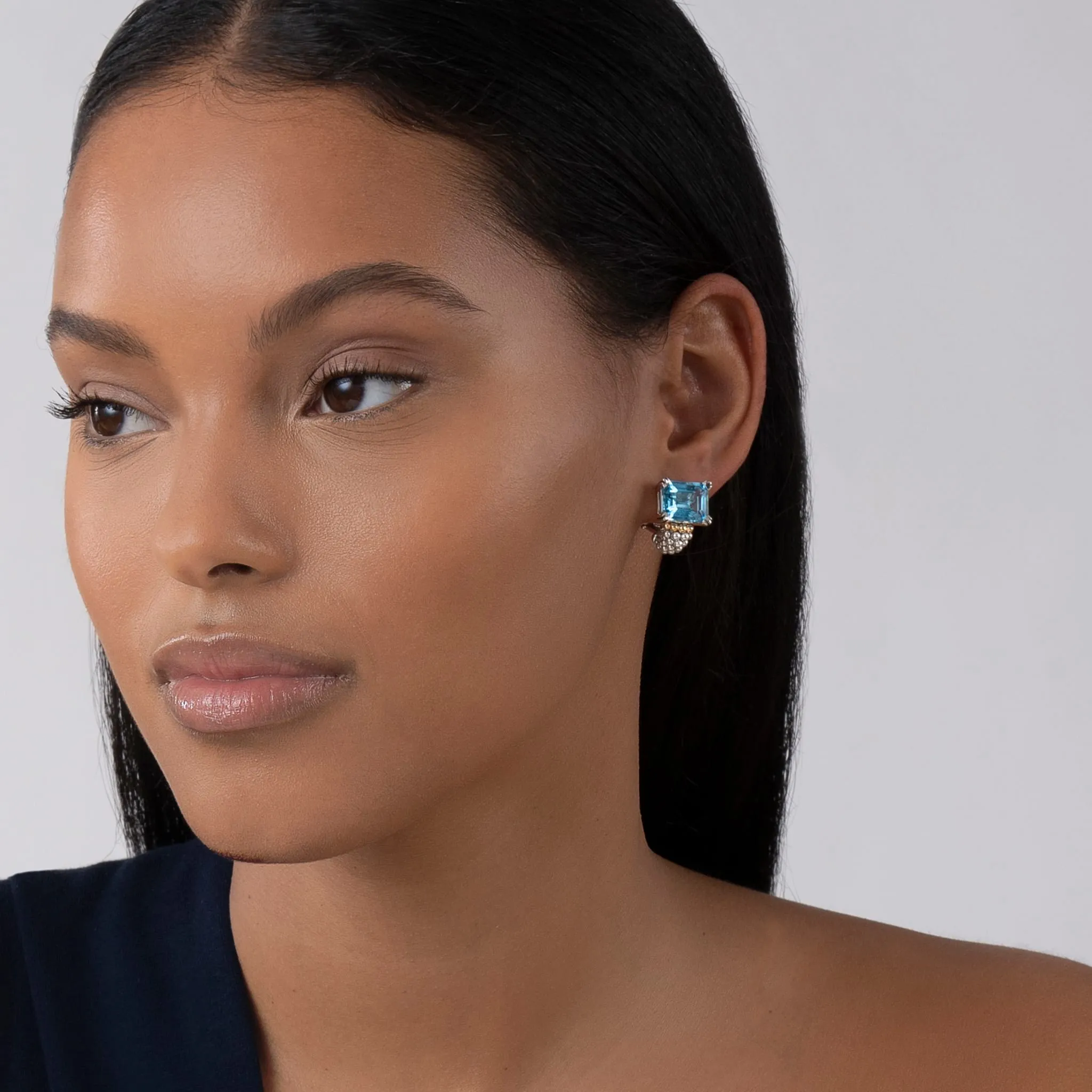 Glacier Large Swiss Blue Topaz Huggie Earrings