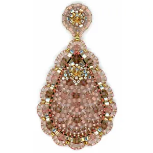 MIGUEL ASES  Dusty Rose & Cherry Mix Statement Teardrop Earrings