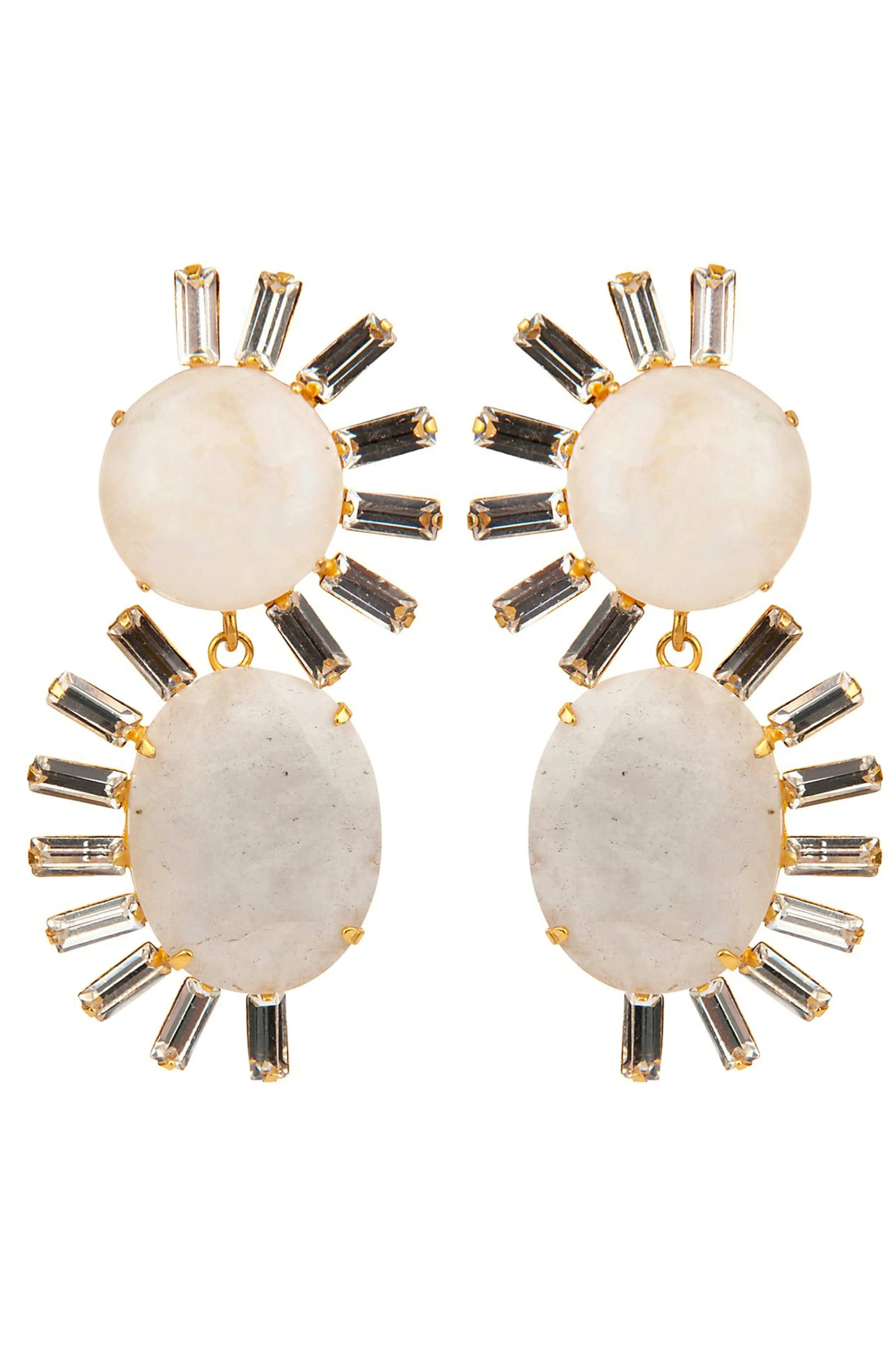 Moonstone and CZ Wave Earrings