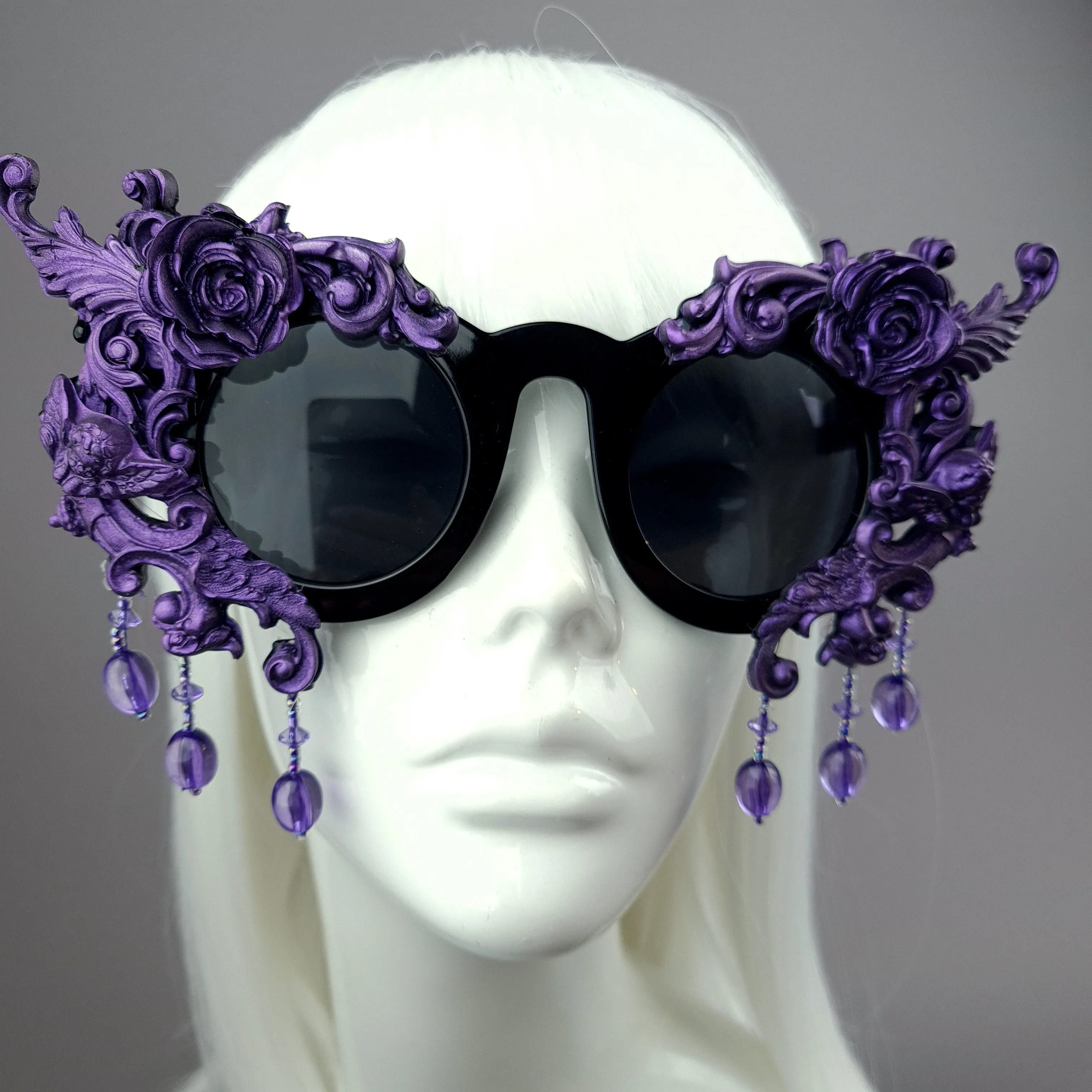 "Black Magick" Black & Purple Filigree Beading Sunglasses