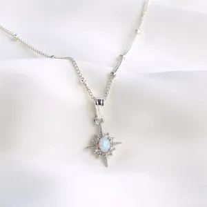 Silver Delicate Opal North Star Necklace