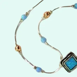 Silver necklace opals jewelry pendant elegant goldfilled Bluenoemi jewelry blue opals jewel